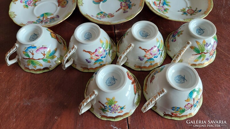 Herend Victoria patterned coffee cup with base 6 pcs