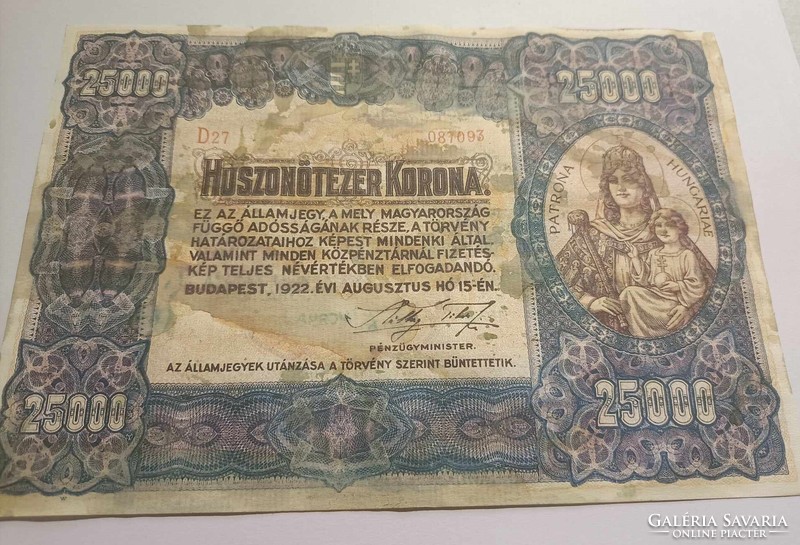 25000 korona 1922