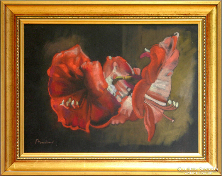 Miklós Bodor (1925-2010) Fire flower - framed 38x48cm - artwork: 30x40cm - jury number: t07/605