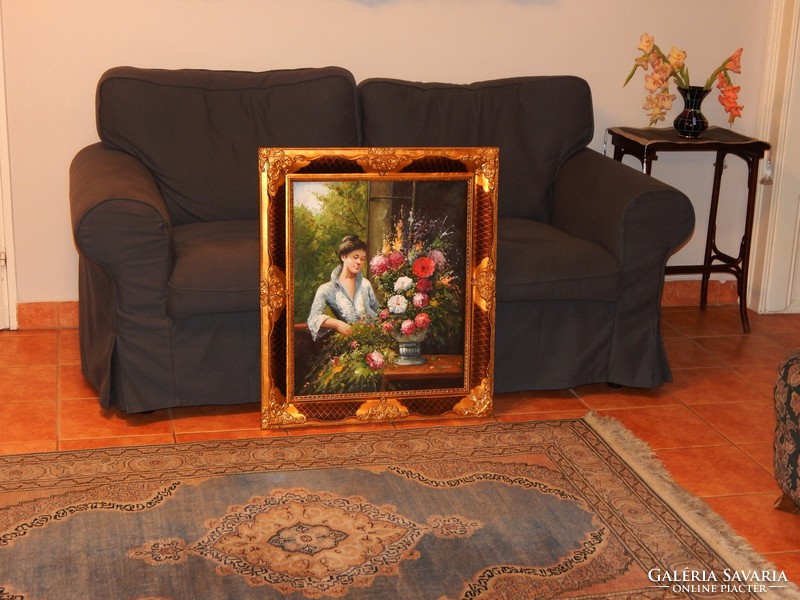 Excellent 60x50 cm oil painting, in a quality laminated frame