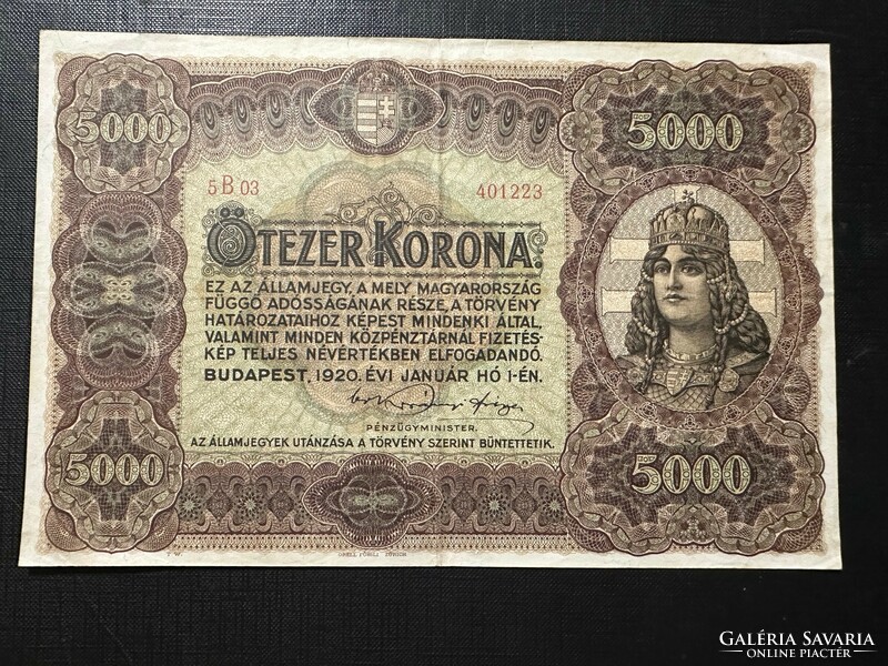5000 Korona 1920. Vf+ - ef!! Beautiful!!