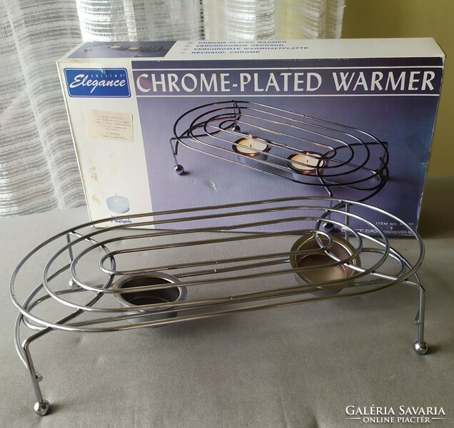 Chrome dish warmer for sale with 2 candle options! Retro!