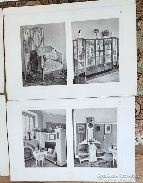 Paris World Exhibition 1900 marked Art Nouveau Budapest furniture interior picture 50 cm 13 pieces of interior design
