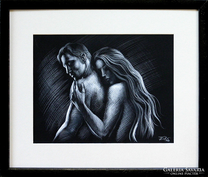 Attila Boros: Don't go away - with frame 36x30 cm - artwork: 26x20cm - ba23/812