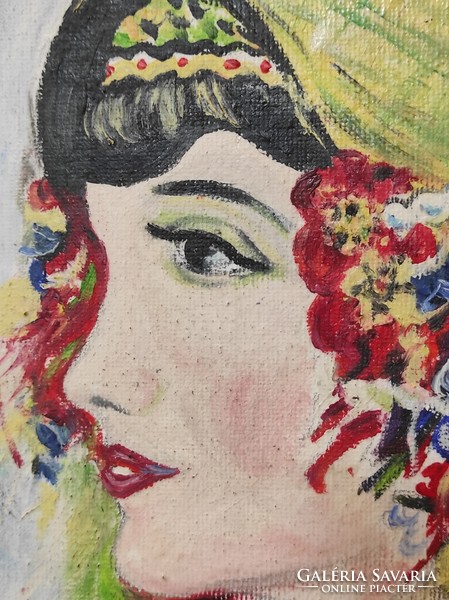 Gubán Irén szignóval női portré, olaj-vászon festmény