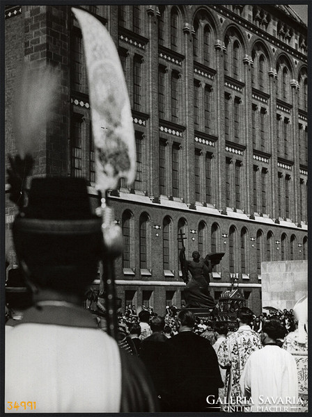 Larger size, photo art work by István Szendrő. Budapest, saint right procession, halberd age