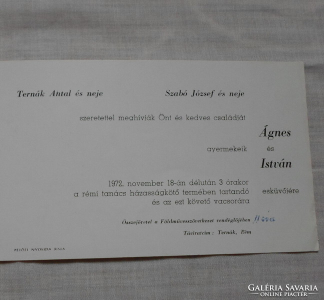 Wedding invitation 4.: Rém, 1972