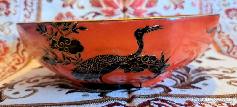 Crane bird, antique English faience bowl rarity (l3926)
