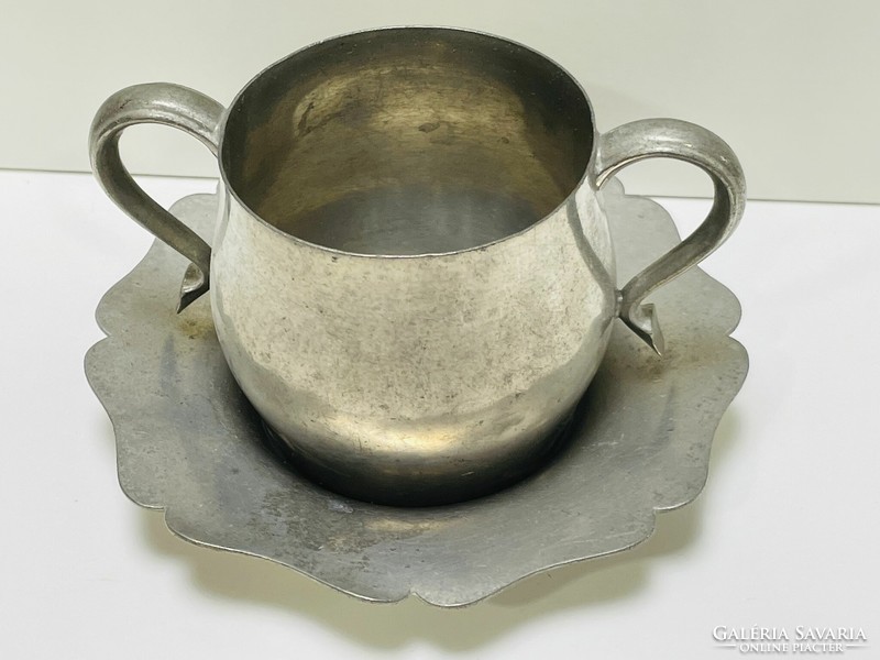Antique pewter cup with bottom
