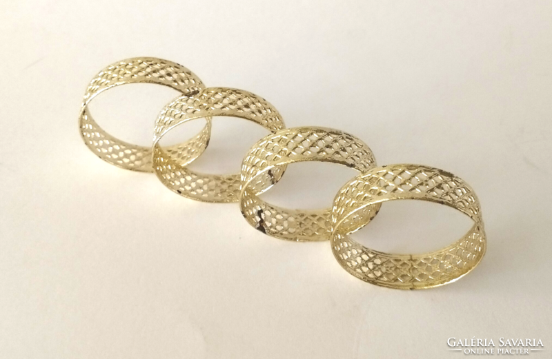 4 retro golden metal textile napkin rings