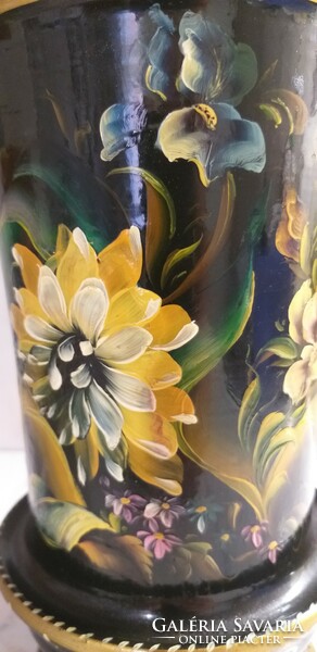 Hand painted wooden vase