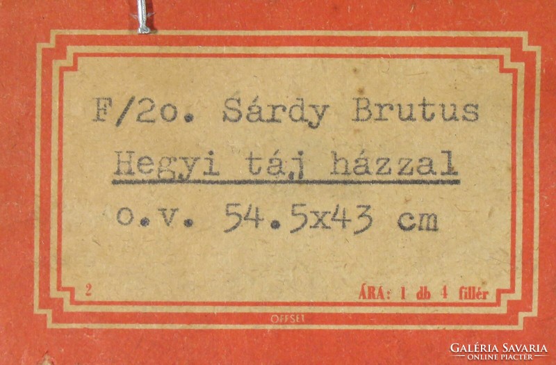 Sárdy Brutus : "Hegyi táj házzal" 1942