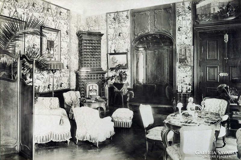 Hatalmas kobaltkék kastély cserépkályha MEISSENBŐL (1880-1900)