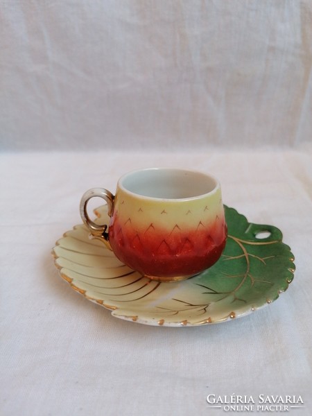 Zsolnay strawberry cup with saucer