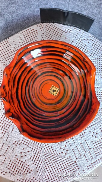 Retro flawless applied art ceramic ashtray/tray, marked, height: 5.5 cm, diameter: 20 cm