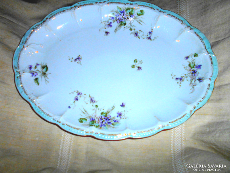 Huge violet Dresden porcelain steak bowl 45 cm x 33 cm