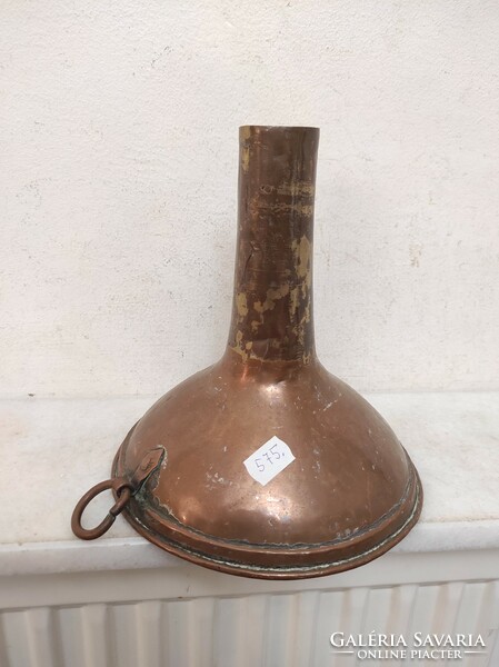 Antique kitchen tool red copper wine winery funnel 575 7536