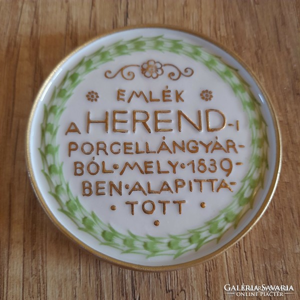 Antik Herendi porcelán emlék plakett