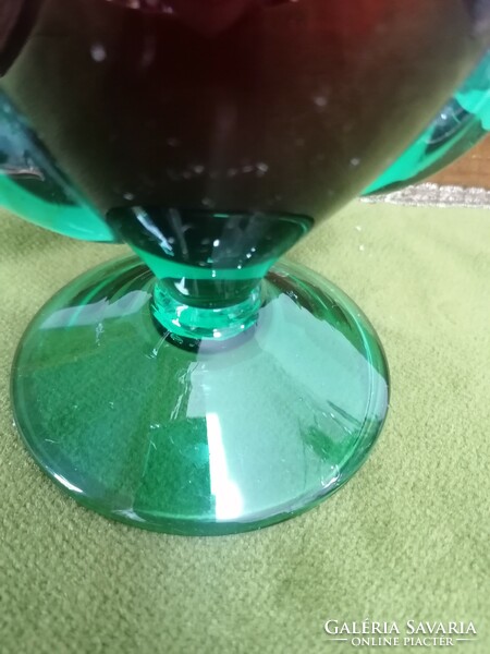 Retro üveg váza Bordó - zöld színű