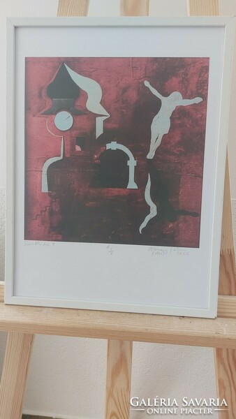 (K) aknay jános szentendre d i/ii print 32x42 cm with frame