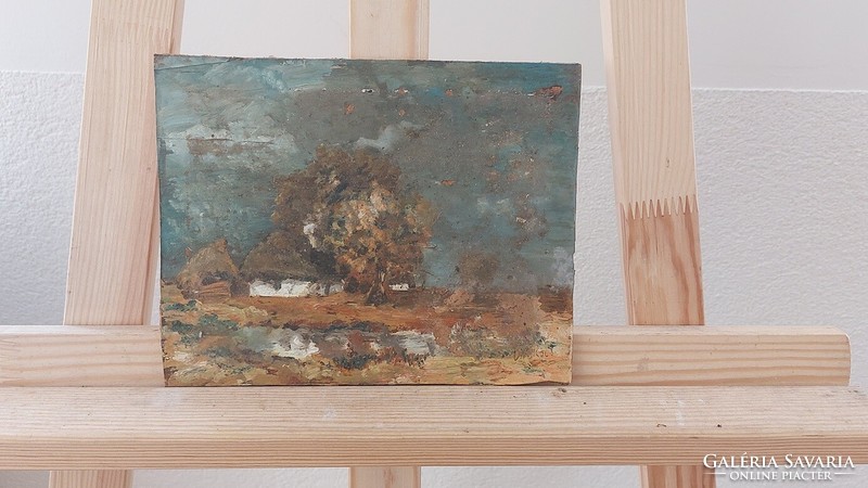 (K) Tájkép festmény Makai szignóval 16x21 cm