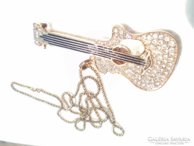 Fantastic work of art lifelike guitar decorated with swarovski stones real fire gilded guitar 9 cm