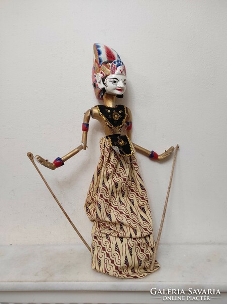Antik báb Indonézia indonéz Jáva tipikus Jakartai batik jelmezes marionett 581 7572