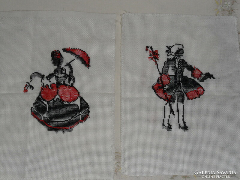 Cross-stitch silhouette, needlework pair (2 pcs.)