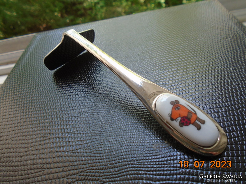 Mouse with ball patterned porcelain insert antique baby food portioning shovel wmf cromargan marked