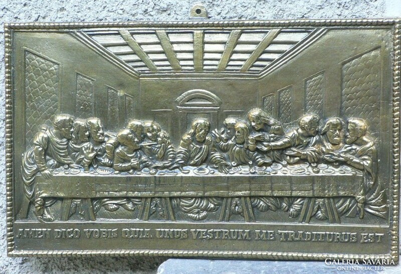 The Last Supper brass mural after Leonardo, 20.5 x 33.5 cm.