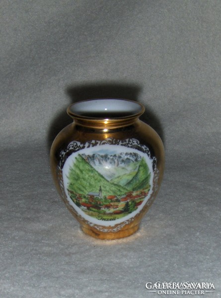 Bavaria porcelain gilded small vase with angel memory 7 cm (2 / p)