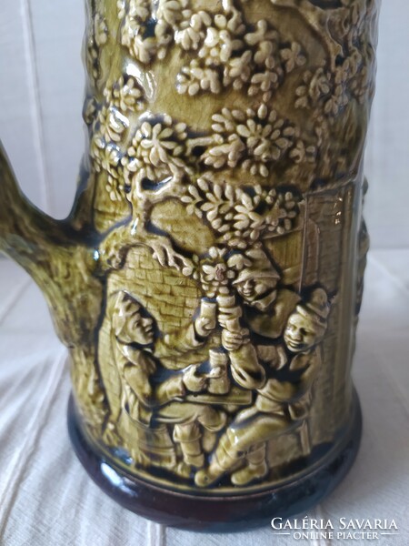 Antique sarreguemines majolica giant jug, vintage jug 24 cm