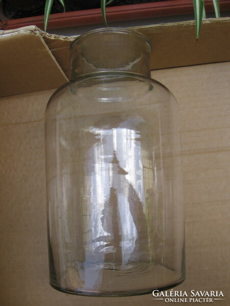 Antique 27 cm high, large blown glass, frosted glass