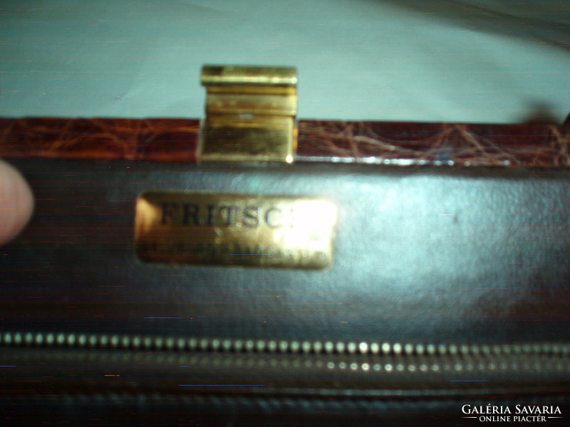 Vintage brown genuine crocodile leather handbag
