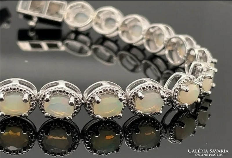 Extra elegant noble opal gemstone silver bracelet, 925-new