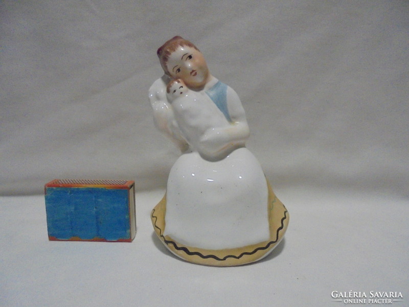 Bodrogkeresztúr ceramic mother and child figure, nipp