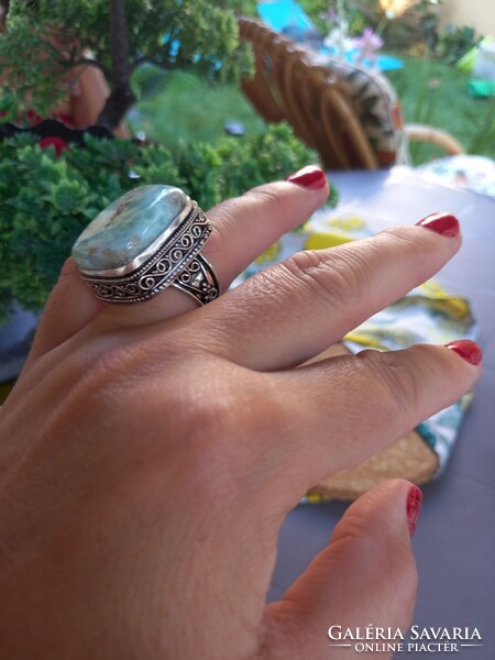 Larimár drágakőből készült  7es ezüst gyűrű a Dominikai Köztársaságból!