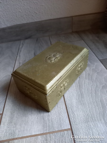 Interesting old large steel box with wooden inlay (19.5x12x7.5 cm)