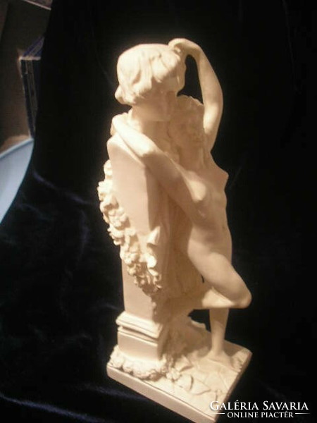 Alabástrom nagyméretű 23 cm hófehér szobor páros női férfi aktok elöl a görög istennő ritkaság eladó