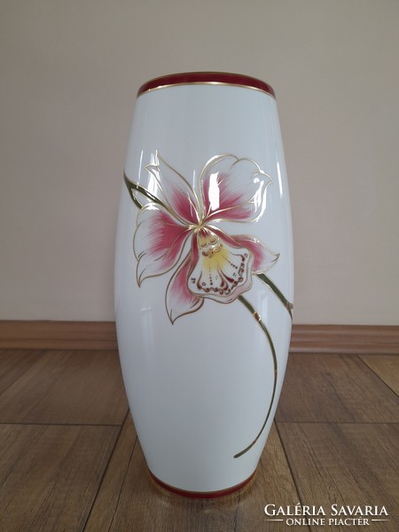 Zsolnay large porcelain vase with orchid pattern