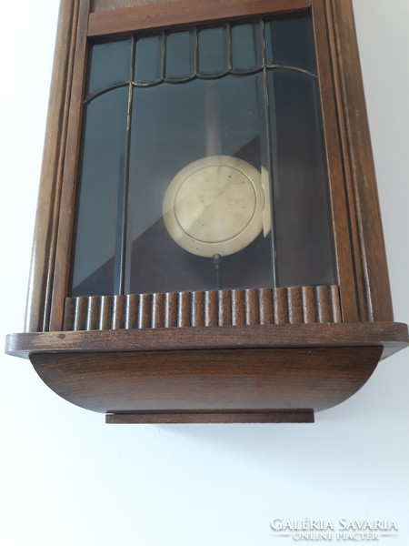 Antique, 100-year-old, working wall clock serviced, art deco style, in good condition