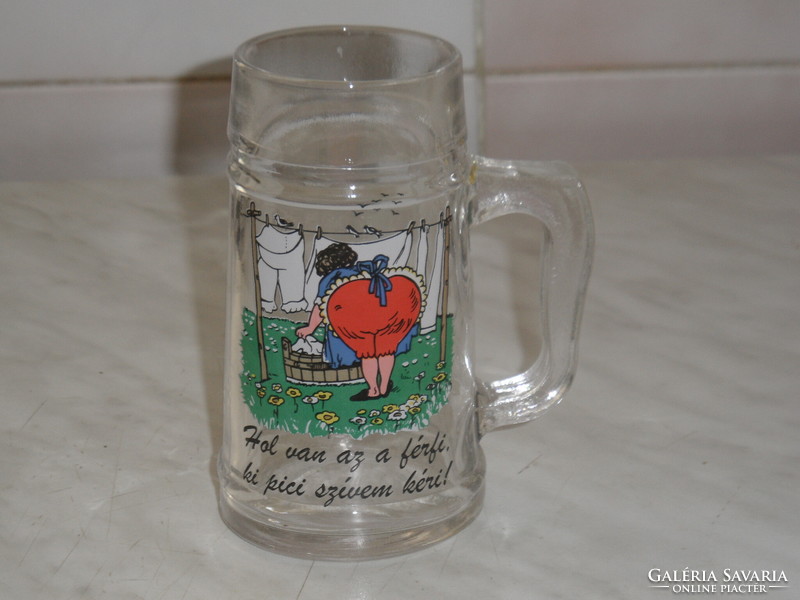 Retro, old glass beer mug (3 dl)