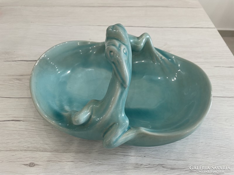 Zsolnay basic glazed dragon snake serving table centerpiece blue modern retro