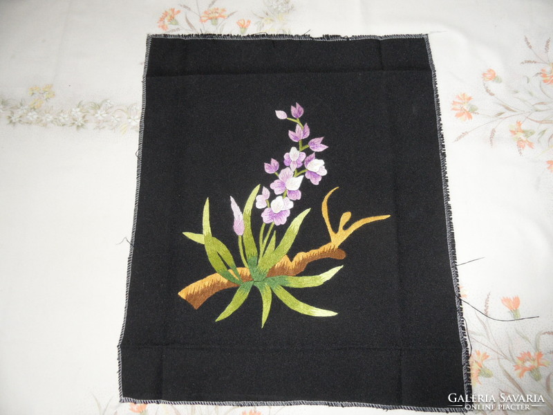 Hand-embroidered orchid wall picture, tablecloth, needlework