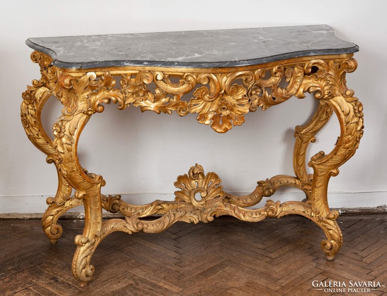 Neo-baroque console table with marble top