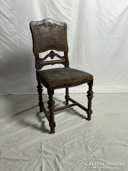 2 anti Viennese baroque leather chairs