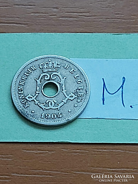 Belgium belgie 5 cemtimes 1904 copper-nickel, ii. King Leopold #m