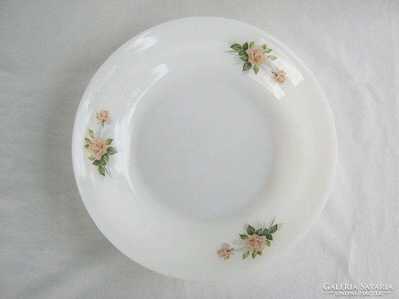 Arcopal white glass serving bowl with rose pattern