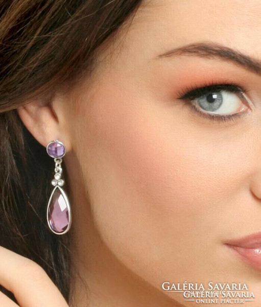 Purple - light smoky topaz, mountain crystal earrings, with crystals, very elegant.