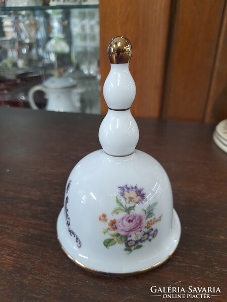 German, Germany Wallendorf gold, porcelain bell with flower pattern, bell. 12 Cm.